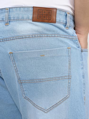 Image of Urbano Plus Men's Straight Fit Mid Rise Washed Jeans Stretchable