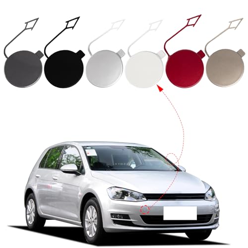 CZShiYue Car Front Bumper Tow Hook Cover Fit for VW Golf VII MK7 2013 2014 2015 2016 2017 Towing Eye Cap Trailer Cover 5G0807241 5GG807241 (Silver, Passenger Side)