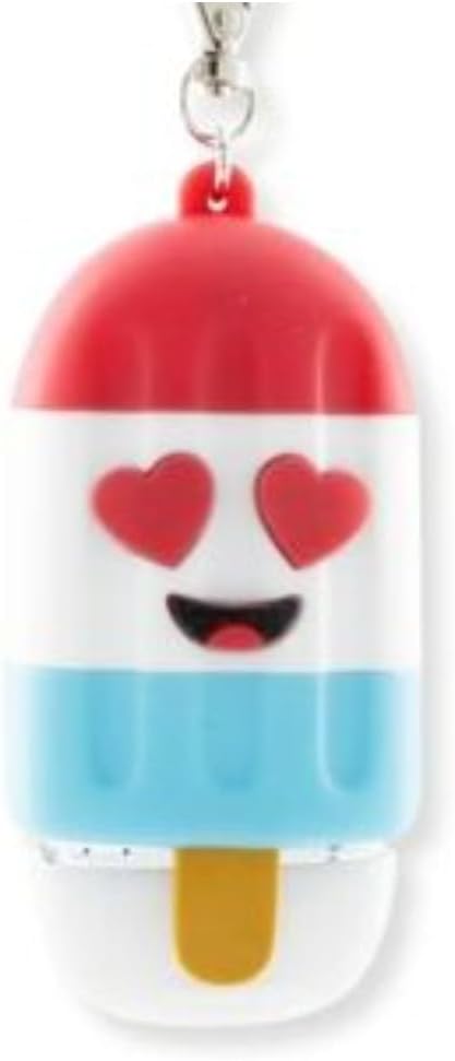 Bath & Body Heart Eyes Smily Popsicle Plush Keychain, Red White Blue, Soft Decorative Bag Charm