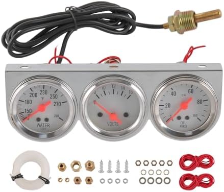 JDMSPEED 2inch Triple Gauge kit Volt Meter Water Temp Temperature Gauge Oil Press Pressure Gauge Car Meter 3‑in‑1 Car Meter Auto Gauge