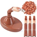 Practice Finger for Acrylic Nails, 3PCS Adjustable Nail Practice Hand Finger with Base Stand and 100PCS Brown Nail Tips, Practice Hand for Home Salon DIY Beginner(Brown)