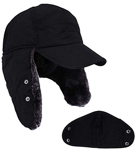 Men Trapper Hat Bomber Hats Winter Trooper Ushanka Ear Flaps Hats Aviator Snow Windproof Thermal Faux Fur Warm Hunting Skiing Cycling Cold Weather Hats Earflaps Baseball Caps Dad Hats With Face Mask #TOP2