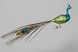 mit Pfauenfeder Christbaumschmuck Pfau grün/ blau Weihnachtsbaumschmuck Glas - Vogel mundgeblasen Lauscha