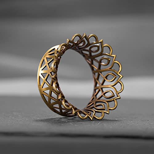 Erkuoo 2Pcs Hollow Pattern Ear Gauges Double Flared Ear Tunnel Plug Piercing Expander Flesh Earring Stretcher Lobe Piercing Jewelry 0G(8Mm) #TOP1