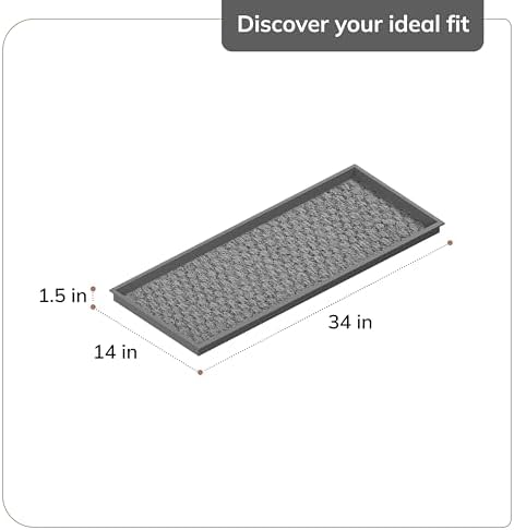 Anji Mountain Heavy Duty Waterproof Rubber Shoe Storage Mat Organizer/Boot Storage Tray Multi Use for Entryway with Coir, Blue and Ivory Insert, Fits 3 Pair (34.5" Wide)