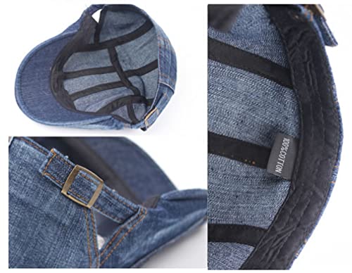 Quanhaigou Unisex Denim Flat Ivy Gatsby Newsboy Cabbie Driving Hat Cap, Jean Blue, One Size #TOP4