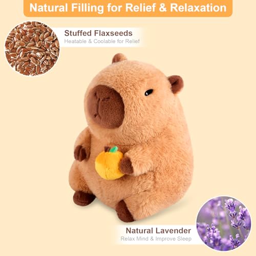 Image of SuzziPals Heatable & Coolable Orange Capybara Plush, Microwave Heating Pad Stuffed Animals for Soothing & Relaxation, Cute Plushies Capibara for Stress Relief, Capybara Gifts for Girls & Boy