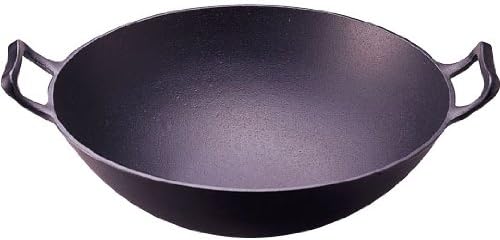 Iwachu 21052 Wok, Deep Type, Medium, Black, Inner Diameter: 12.4 inches (31.5 cm), For Direct Fires, Nambu Ironware