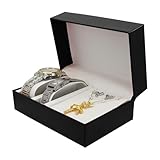 AdiStylinno Watch Box with 2 Slots, Fashion Jewelry Organizer for Men Women, Luxury PU Leather Jewelry Travel Case for Couples, Convenient Display Case (Black)