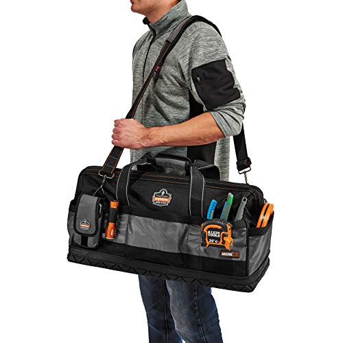 Ergodyne Arsenal 5808 Tool Bag, Long, Widemouth Opening, Rubber Base, 28-Pockets, Gray #TOP3