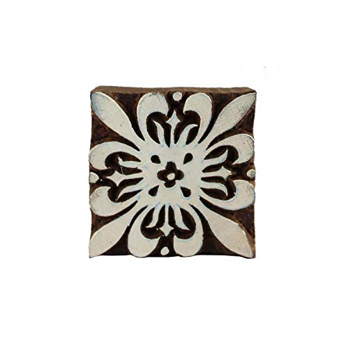 Indian Handmade Square Turkish Inspired Wooden Textile Print Block Clay Pottery Scrapbook Stamps