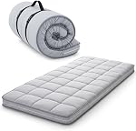 Jamdok 10cm Cot Mattress Topper,Narrow Twin Gel Infused Memory Foam,Removable Pillow Top Cover,Roll Up Floors Mat,Portable Folding Sleep Pad(190X75X10cm)
