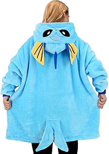 Vaporeon Oversized Sherpa Wearable Blanket Sweatshirt Hoodie TV Blanket with Sleeves and Pockets One Size Fits All Blue