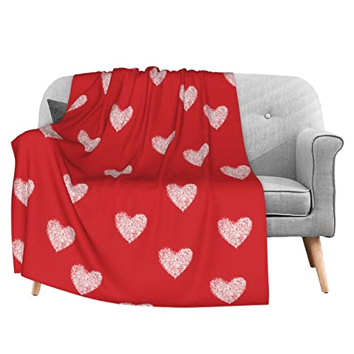 Fehuew Happy Valentine's Day Heart Red Flannel Fleece Throw Blanket 50X60 Inch Living Room/Bedroom/Sofa Couch Warm Soft Bed Blanket For Kids Adults #TOP15