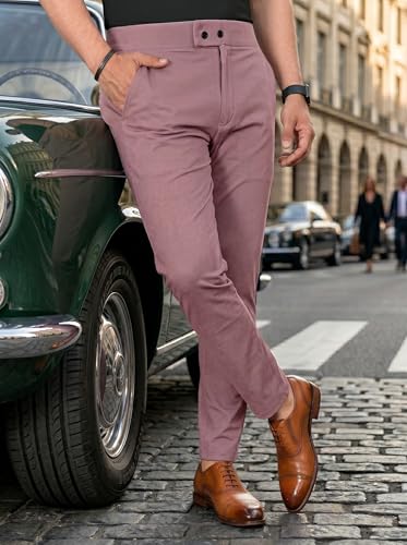 Image of erke Men's Slim Fit Formal Trouser with 4-Way Stretch | Lycra Blend Wrinkle Resistant Office Chinos for Men | Mid Rise Tapered Trousers for Men