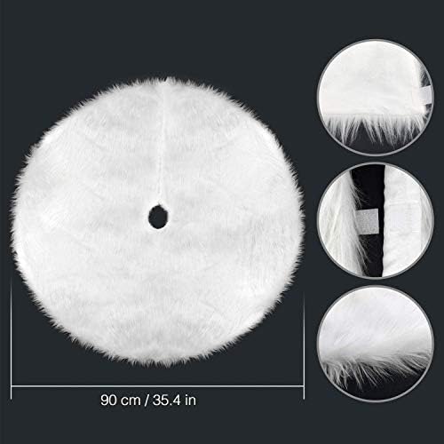 Christmas Tree Skirts, NTMY 36 Inch Faux Fur White Tree Skirts for Xmas Decorations