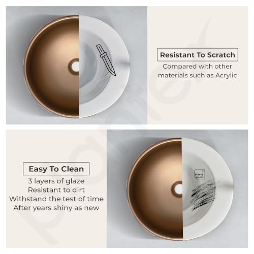 Image of Plantex Ceramic Countertop Wash Basin /Basin for Bathroom /Designer Basin for Home /Office /Restaurant (Bronze - 16.5 x 16.5 x 6 Inch)