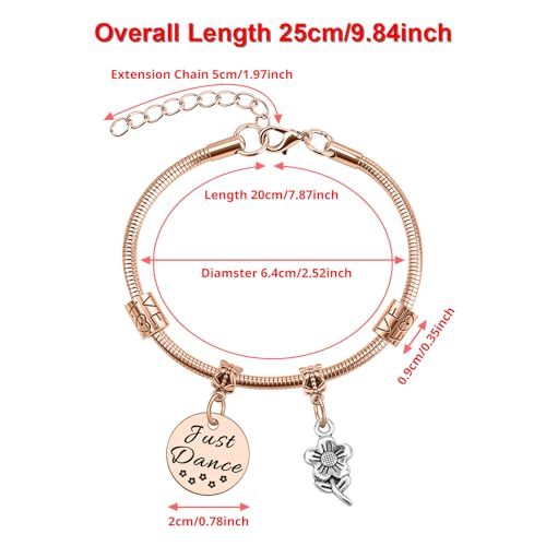Image of DlaeKua Dance Gifts for Bracelets Jewelry Dance Team Gifts Valentines Day Gift for Dancing Teacher Dancers Birthday Stainless Steel