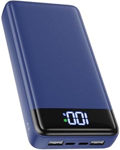 Power Bank 26800mAh, 22.5W Powerbank, Externer Handyakku Schnellladen USB C Input & Output mit LED Anzeige, PD3.0 QC4.0 Tragbares Ladegerät Kompatibel mit iPhone 16 15 14 13 Pro Max.(Blau)