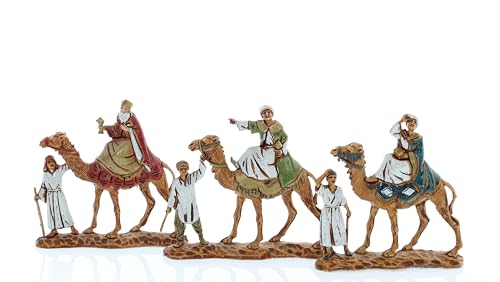 Moranduzzo Trío De Reyes Magos En Camello Apto Para Belén De 3,5 Cm Escala 1:50 Micro 3,5 Figura Indestructible, Estilo Siglo Xviii, Acabada A Mano, Escultor M. Landi