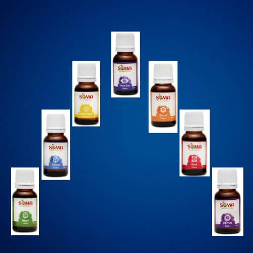 Image of Seven Chakra Oil Combo of Set 7 | Blends of Pure Essentials Oils Ideal for Calming Effects, | 15 ml | Aroma Oil & Seven Chakra Oils | Best for Aromatherapy & Meditation | Pack of 7