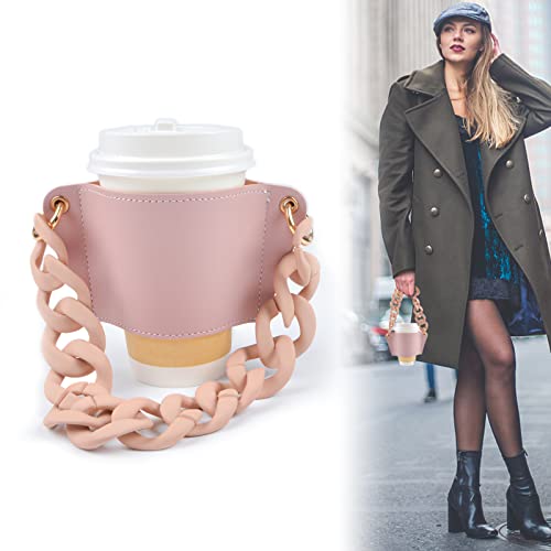 Cup Sleeves for Hot Cold Drinks Reusable, Portable To Go Coffee Sleeves Reusable, Drink Carrier for Travel Shopping Date, Gifts for Teen Girl Women (Pink)