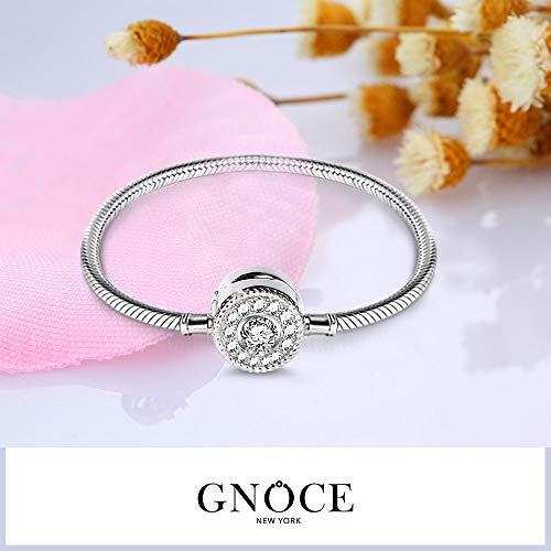 Image of GNOCE Charm Bracelet Sterling Silver 18k Rose Gold Plated DIY Snake Chain Love At First Sight Basic Charm Bracelet Logo Bangle with Clasp