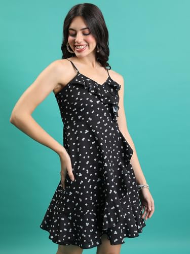 Image of Tokyo Talkies Women's Sleeveless V-Neck Printed Dresses | Stylish Dresses | Casual Dresses