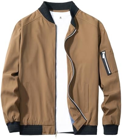 URBANFIND Men's Slim Fit Lightweight Sportswear Jacket Casual Bomber Jacket US M Coffee