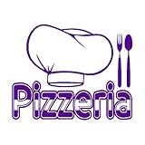 Vinyl-Aufkleber mit Pizzeria-Logo für Wand und Fenster, Pizza-Kochmütze, Wandkunst, Aufkleber, entfernbar, Pizzaladen-Dekoration, Pizza-Vinyl-Poster, extragroß – 67 x 73 cm