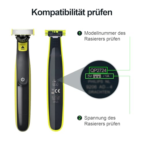 Newding 5V Ladekabel Kompatibel mit Philips One Blade Pro 360 QP2824 QP2734 QP6652 BG7480 BG5485 MG7931 MG7961 XP9401 Ladegerät Rasierer Bodygroom Multigroom Series 9000 7000 5000 3000 Charger Kabel