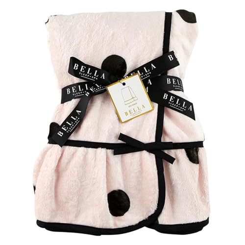 Ultra Soft Plush Luxury Spa Shower Bath Wrap with Adjustable Closure, One Size, Blush/Black Dots3