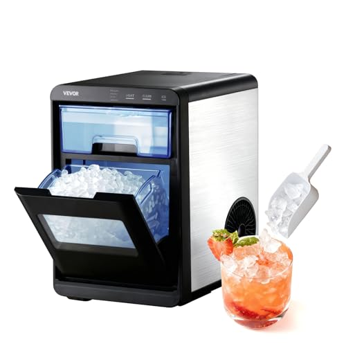 Image of VEVOR Countertop Ice Maker, 44 lbs per Day, Self-Cleaning Portable Machine with Scoop, Drawer-Style Ice Access, Nugget Ice-Making Machine with Chewable ICES for Home, Kitchen, Office, Bar & Party