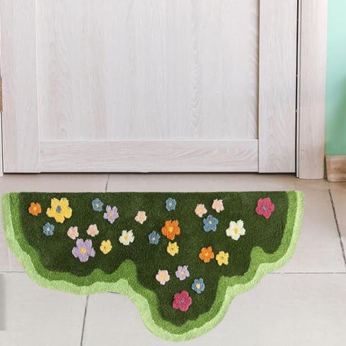 Tapis de sol absorbant et antidérapant lavable motif fleurs