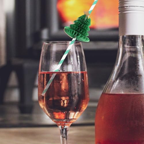 Pitillos de papel navideños Lurrose 10 piezas verde miniatura 5