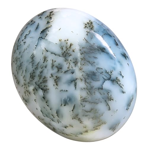 Image of Amazing Gemstone Dendrite Opal Crystals and Healing Stones - Large Palm Stone Crystals Piedra - Crystal for Good Luck, Balanced Positive Energy, Meditation - Unique Stocking Stuffers, Gifts for Women