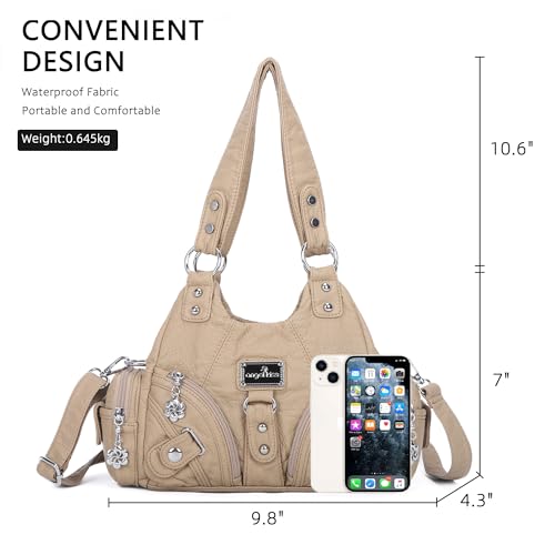 Angel Kiss Purses for Women Small Hobo Shoulder Bags Vagen Leather Multi-Pocket Tote Bag with Zipper2