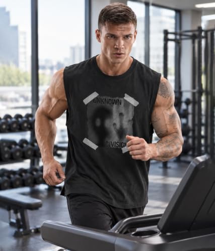 Image of SHODOX Men's 100% Cotton Tank Top | Round Neck Sleeveless Gym Vest | Loose Fit Casual Sportswear T-Shirt | Breathable & Lightweight Fitness Wear for Workout & Active Wear