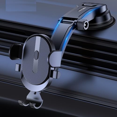 car Mobile Holder for Dashboard with 360 Degree Rotation Phone Holder in car with Quick Release Button, Strong Suction Cup Mount for Windshield & Dashboard, Mobile Holder for car