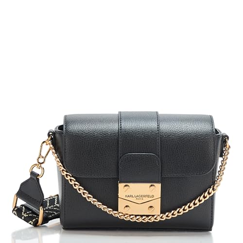 KARL LAGERFELD Paris Women's Handbags Crossbody,Black/Gold,1SZ