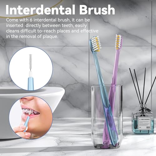JTF Orthodontic Manual Toothbrush for Braces: 6 U-Shaped Tooth Brush with 6 Interdental Brushes, Ultra-Durable Bristles for Stain Removal and Deep Oral Clean, Toothbrushes for Tooth with Dental Device - Image 5