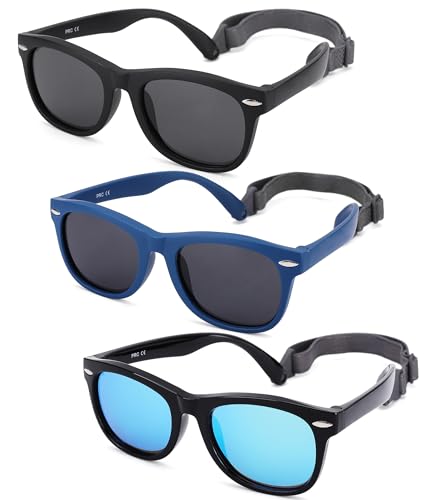 Polarized Baby Sunglasses with Strap - Unbreakable Flexible Infant Sunglasses for Toddlers Age 0-24 Months
