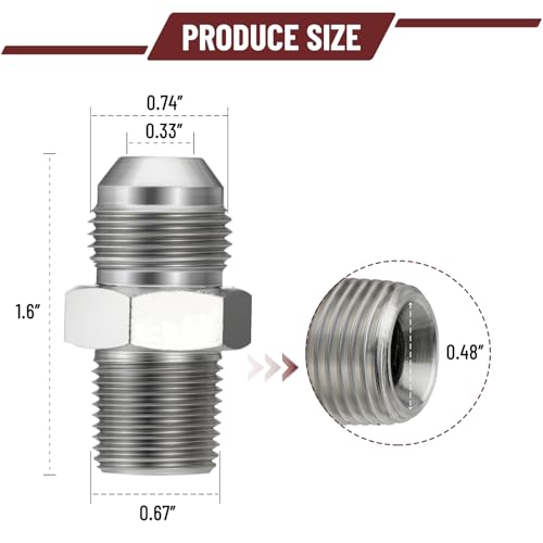 Image of 10 Pack Hydraulic Hose Adapter Fittings: 1 /2 inch JIC 37 Male x 3 /8 inch NPT Male, Straight Tube Connectors with Protection Cover
