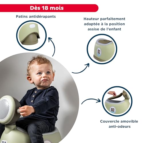 Pot pour bébé Thermobaby vert en forme de scooter dès 18 mois - 3