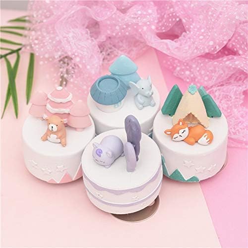 Cartoon Sweet Rotating Music Box Cute Animals Music Box Creative Resin Crafts Gifts for The New Year Home Decoration Modern (Color : A) (B)