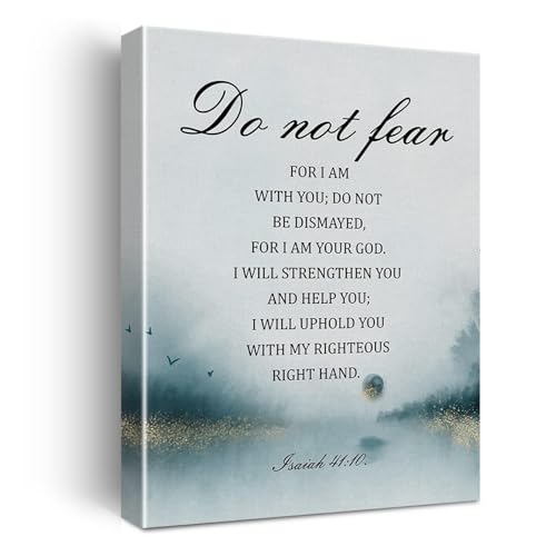 Christian Canvas Wall-Art Isaiah 41 10 Do Not Fear Bible Verse Print for Home Office and Prayer Room(Framed,16x24inch(40x60cm))