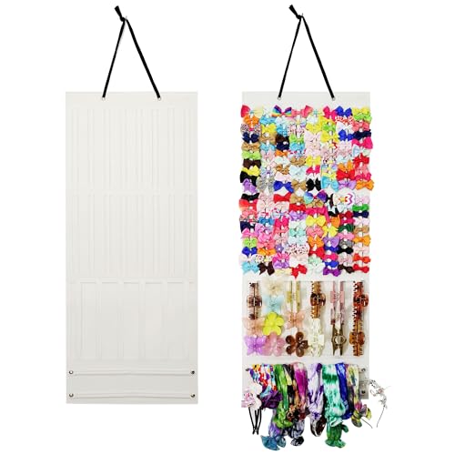 MJLDPOY Hair Bow Holder Organizer for Girls, Baby Hair Accessory Storage Display for Clips, Headbands (Ivory White)