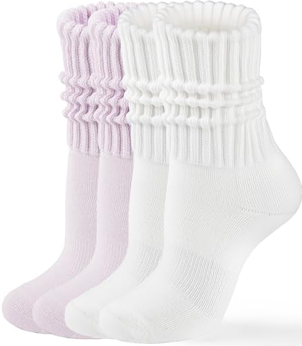 Image of HONGTEYA Slouchy Crew Socks For Women,Scrunch Cotton Cozy Workout Socks