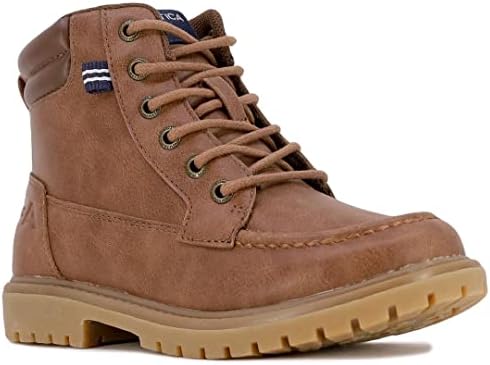 Nautica Kids Boys Work Chukka Boot Youth Casual Bootie Hiking Boots Ankle High Outdoor Trekking Shoes For Little Kids And Big Kids-Zaysan-Cognac-1
