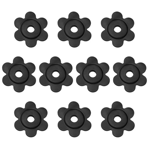 Qulkws 10 Pieces Garden Flag Rubber Stoppers Rubber Garden Flags Pole Rubber-Rings for Flag Pole Holder Black Flower Shape Flags Stoppers for Indoor Outdoor Small Yard Use
